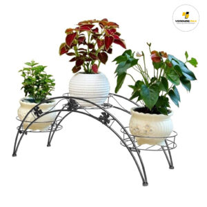 VERDURE PAX Metal Potted Plant Stand with 3 Holders Potted Plant Rack Organizer With Out Pot (Black)