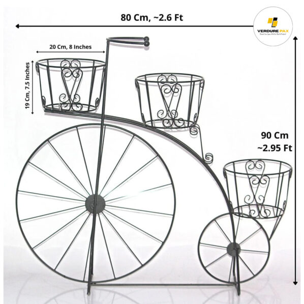 VERDURE PAX Vintage Matte-Black Bicycle Stand (Big) - Metal Planters - Image 2
