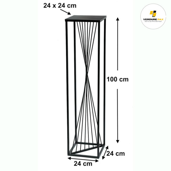 VERDURE PAX Flower Stool Metal Black Square 100 cm Flower Stand Side Table 96458 Flower Column Design Modern Plant Stand Plant Stool - Image 2