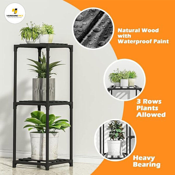 Verdure Pax  Plant Stand Indoor Outdoor, 3 Tier Tall Plant Shelf Flower Pot Stands Display Rack Holder Outdoor, Small Space Planter Stands Shelves for Corner Living Room Garden - Image 3