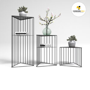 VERDURE PAX Steel plant stands on a triangle base, Flower stand, Plant Rack, Plant Support, Industrial style, Book shelf Black