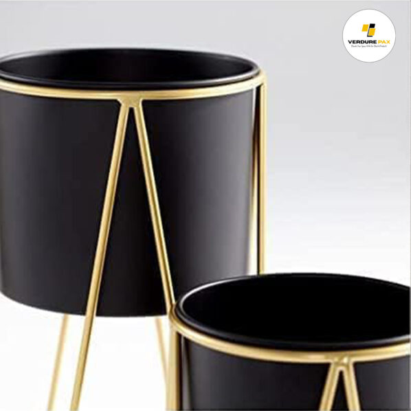 Verdure Pax Planters for Indoor - Outdoor Plants & Modern Metal Floor Tall Plant Stand for Garden, Balcony & Living Room & Mid Century Plant Stands with Pots Set of 2 Flower Pots - Image 3