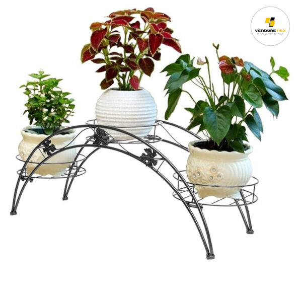 VERDURE PAX Metal Potted Plant Stand with 3 Holders Potted Plant Rack Organizer With Out Pot (Black) - Image 3