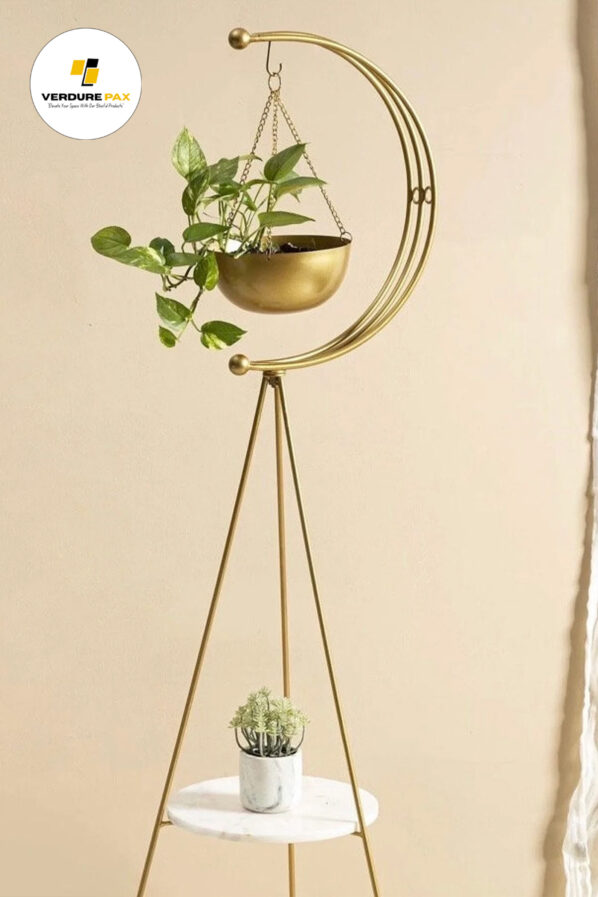 verdure pax -Elegant, Gold Tripod Plant Stand - Image 4