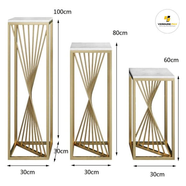 VERDURE PAX Tables for Bar Hotel Square Metal Table Plant Rack Luxury Plant Stand Golden Marble Plant Shelves Simple Living Room Plant Stands Indoor Balcony Flower Stand - Image 4