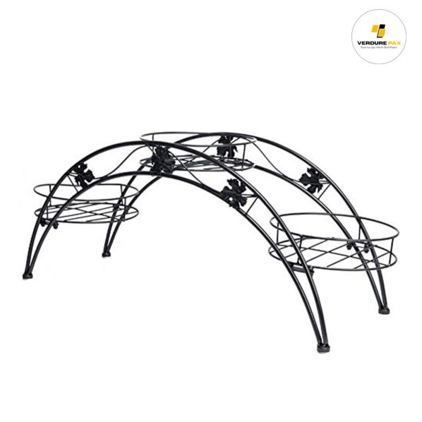 VERDURE PAX Metal Potted Plant Stand with 3 Holders Potted Plant Rack Organizer With Out Pot (Black) - Image 4