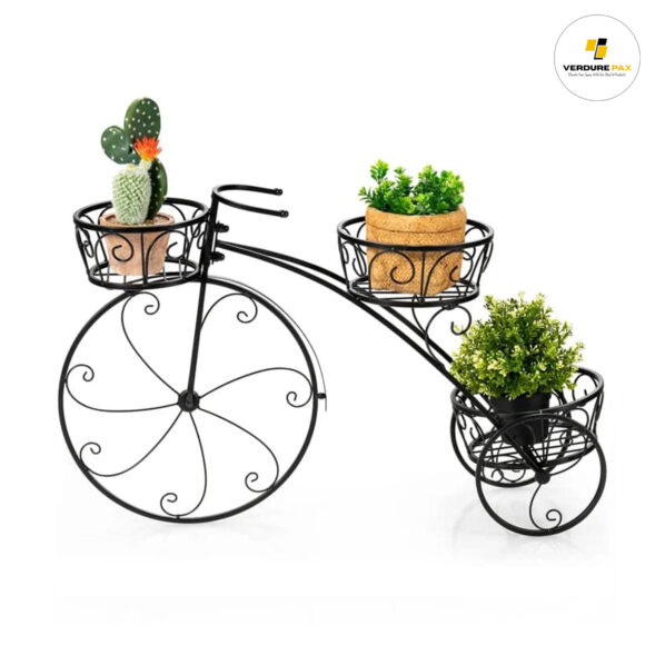 VERDURE PAX Tricycle Metal Plant Stand Flower Pot Cart Holder Ideal For Home Garden Patio - Image 4