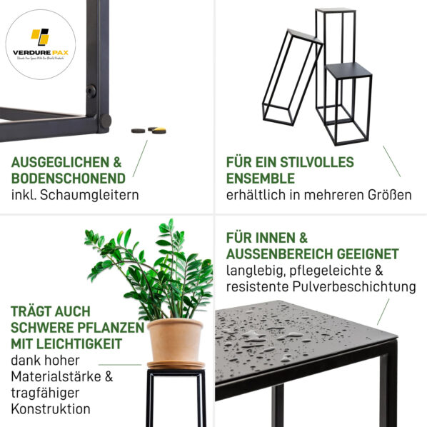 VERDURE PAX plant stand RECTANGLE flower stool square made of metal for indoor and outdoor use flower column for outdoors weatherproof side table - Image 4