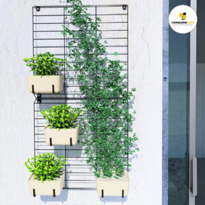 VERDURE PAX Steel Wall Mounted Plant Stand Holder Hanger Rack, Wall Mounting Planter Stand For Living Room Hanging Pots in Balcony Garden, Indoor Outdoor Decor - (Black, Set of 2)