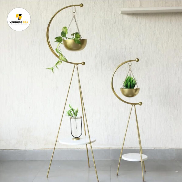 verdure pax -Elegant, Gold Tripod Plant Stand - Image 5