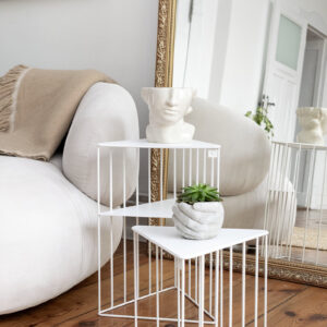VERDURE PAX Steel plant stands on a triangle base, Flower stand, Plant Rack, Plant Support, Industrial style, Book shelf White