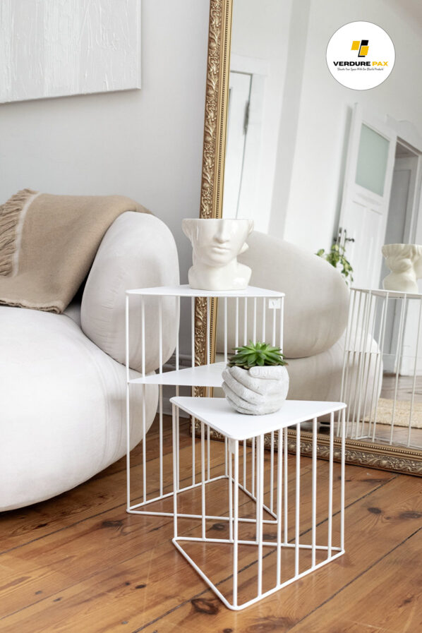 VERDURE PAX Steel plant stands on a triangle base, Flower stand, Plant Rack, Plant Support, Industrial style, Book shelf White - Image 5