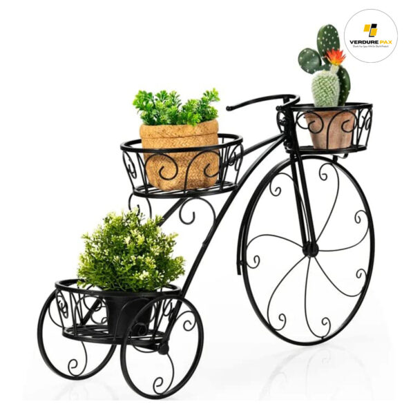 VERDURE PAX Tricycle Metal Plant Stand Flower Pot Cart Holder Ideal For Home Garden Patio - Image 5