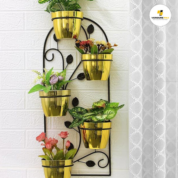 VERDURE PAX Wall Planter Cachepot Set  | Set Includes 5 Pots and Wall Mount Attachment | Durable Iron Metal Made | Plant Pot for Home, Office & Room Wall Decor - Image 5