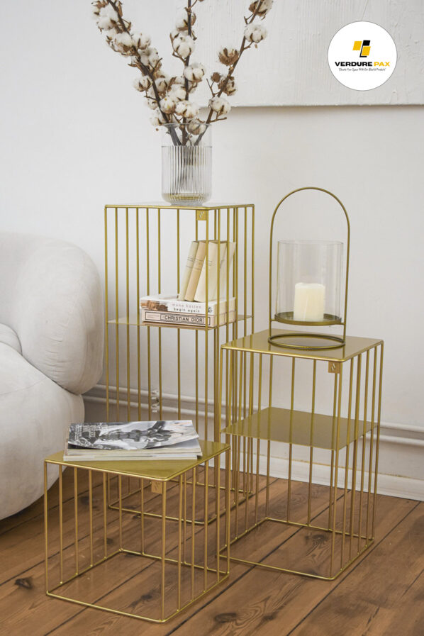 VERDURE PAX Set of steel plant stands - Flower stand, Plant Rack, Plant Support, Industrial style, Book shelf Gold