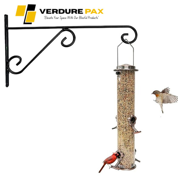 Verdure Pax Wall Hook Hanging Plant Bracket | Decorative Straight Plant Hanger for Pots, Bird Feeders, Planters, Lanterns, Cotton, Wind Chimes Indoor Outdoor, Black