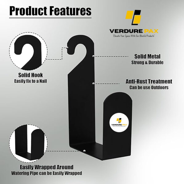 VERDURE PAX Garden Pipe Stand Durable Heavy Duty Wall Mounted Watering Hose Holder Portable Hanger for Backyard and Outdoor - Image 4