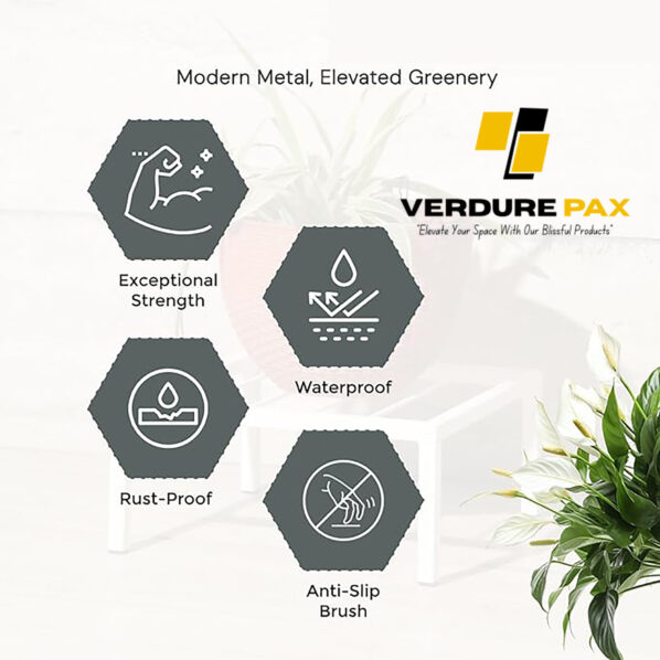 VERDURE PAX Square Shape Thick and Strong Leg |White Stand Stylish Gamla Planters Perfect Stand For Planter indoor and Outdoor (25 CM Stand) - Image 4