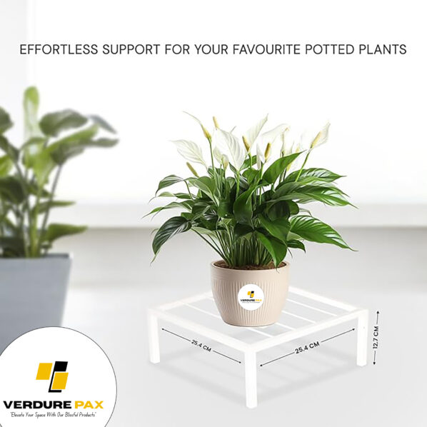 VERDURE PAX Square Shape Thick and Strong Leg |White Stand Stylish Gamla Planters Perfect Stand For Planter indoor and Outdoor (25 CM Stand) - Image 2