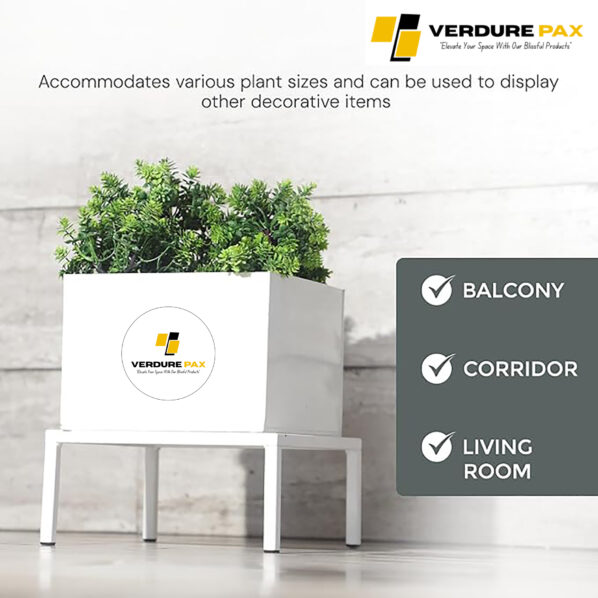 VERDURE PAX Square Shape Thick and Strong Leg |White Stand Stylish Gamla Planters Perfect Stand For Planter indoor and Outdoor (25 CM Stand) - Image 3