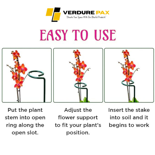 Verdure Pax Premium Plant Support Stakes, Sturdy Metal Construction for Strong and Healthy Plant Growth (Light Green - 5 pcs) - Image 4