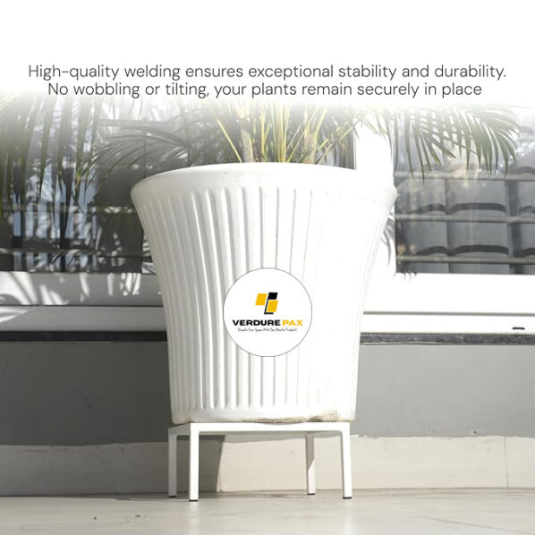 VERDURE PAX Square Shape Thick and Strong Leg |White Stand Stylish Gamla Planters Perfect Stand For Planter indoor and Outdoor (25 CM Stand) - Image 5