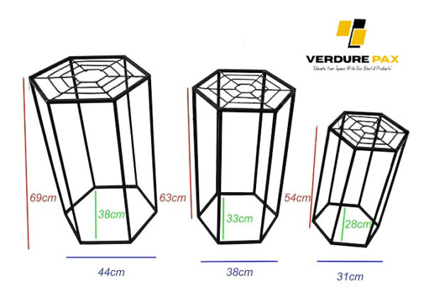 VERDURE PAX Hexagonal Set of 3 Planter Flower Pot Display Plant Stand Step Style for Balcony Garden Indoor Outdoor Corner Shelf Rack - Image 3