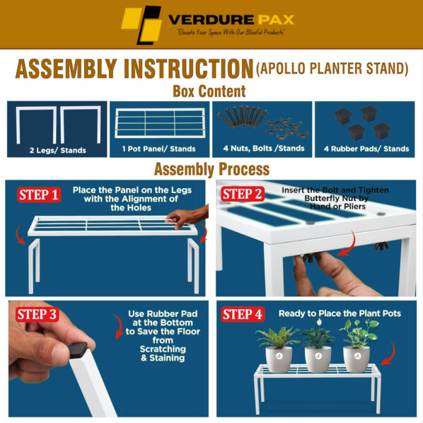 VERDURE PAX Metal Plant/Pot Stand for Garden | Planter Stand for Indoor & Outdoor | Flower Pot Stand for Balcony | Living Room Decor - Image 4
