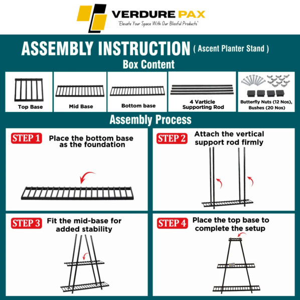 VERDURE PAX TOWER TYPE PLANTER METAL POT STAND - Image 3