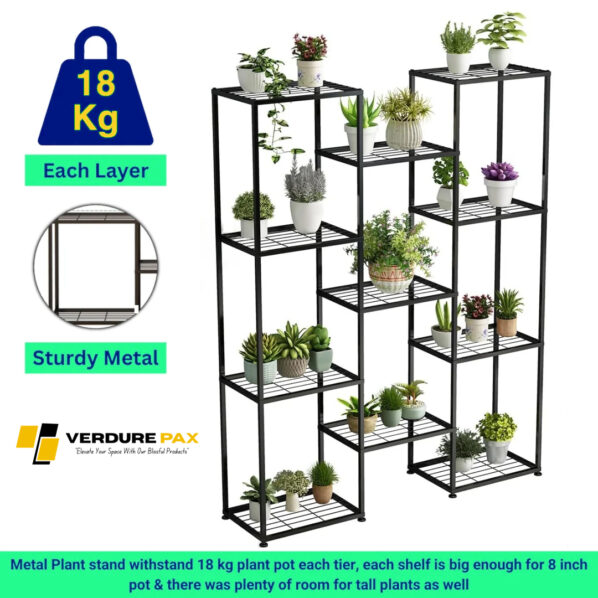 VERDURE PAX BLACKY PLANTER MULTI TIER PLANTER METAL STAND - Image 3