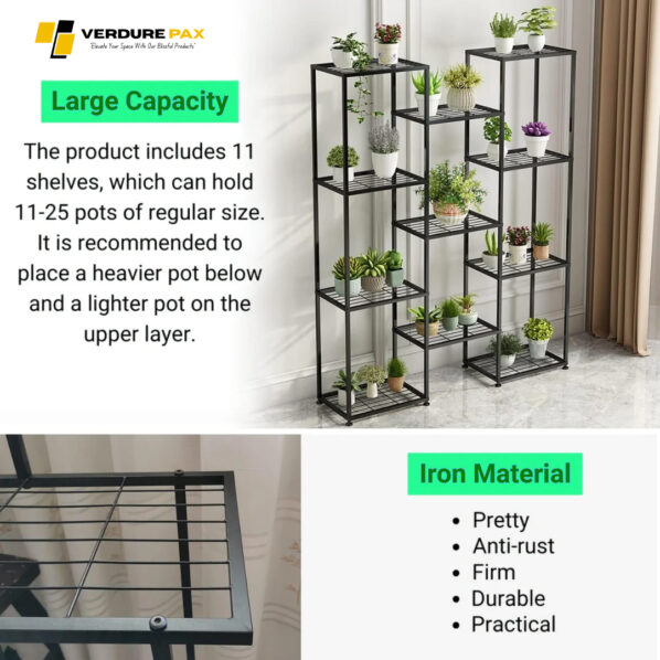 VERDURE PAX BLACKY PLANTER MULTI TIER PLANTER METAL STAND - Image 4