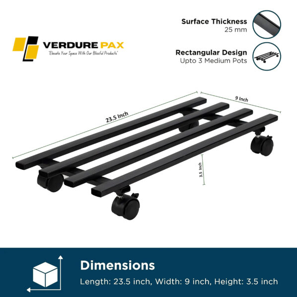 VERDURE PAX RECTANGULAR  MOVABLE WHEEL WHEEL HEAVY DUTY PLANT STAND - Image 8