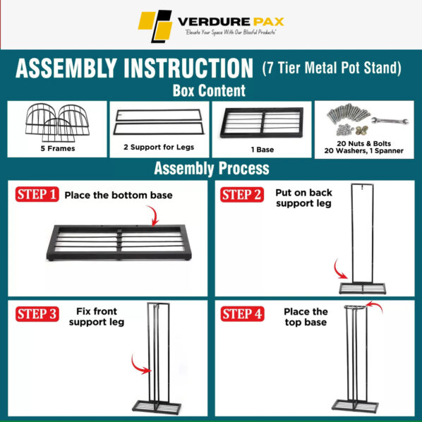VERDURE PAX 7 TIER PLANTS METAL POT STAND - Image 6