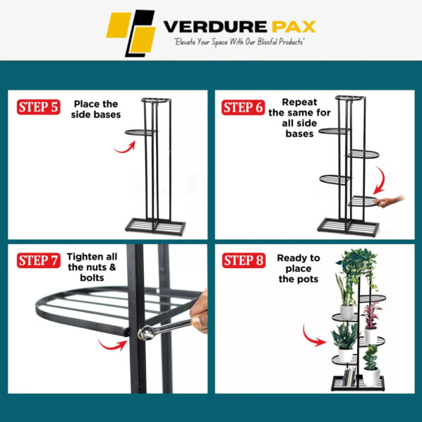 VERDURE PAX 7 TIER PLANTS METAL POT STAND - Image 7