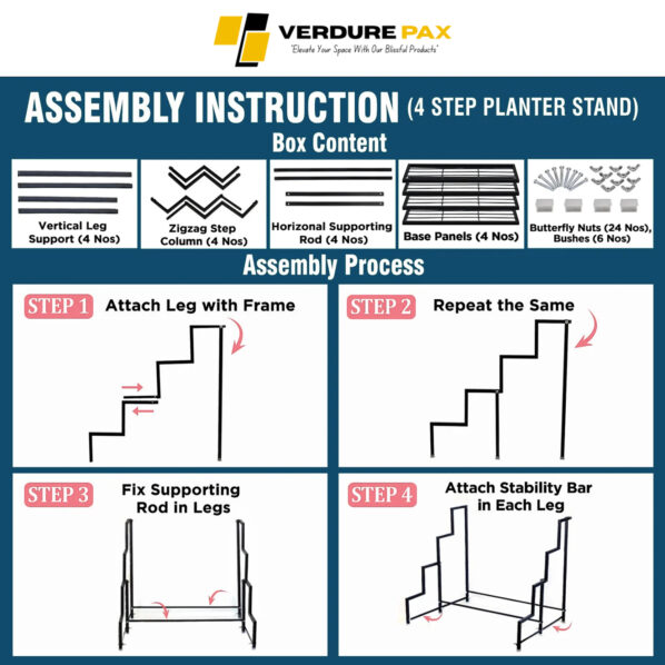 VERDURE PAX HEAVY DUTY 5 TIER PLANTER METAL STAND (ASSEMBLE) - Image 6