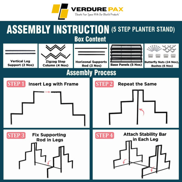 VERDURE PAX HEAVY DUTY 5 TIER PLANTER METAL STAND (ASSEMBLE) - Image 12