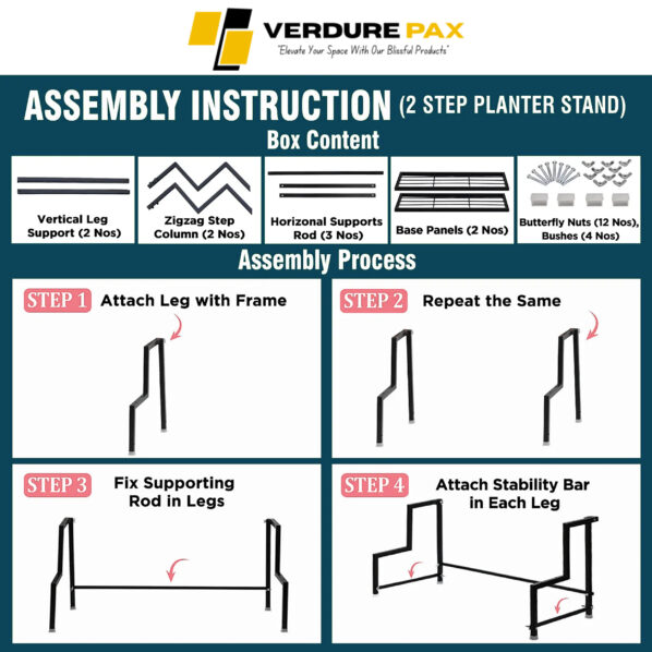 VERDURE PAX HEAVY DUTY 2 TIER PLANTER METAL STAND (ASSEMBLE) - Image 6
