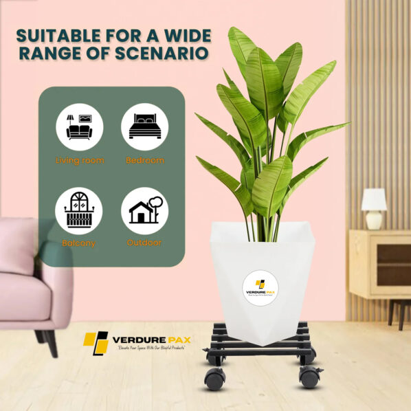 VERDURE PAX SQUERE MOVABLE WHEEL WHEEL HEAVY DUTY PLANT STAND - Image 4