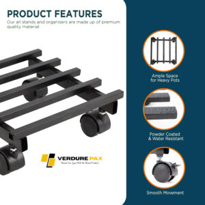 VERDURE PAX SQUERE MOVABLE WHEEL WHEEL HEAVY DUTY PLANT STAND