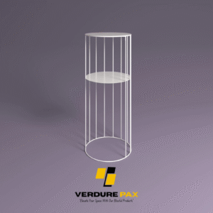 VERDURE PAX Steel plant stands on a Circle base ,Flower stand, Plant Rack, Plant Support, Industrial style, Book shelf White Color