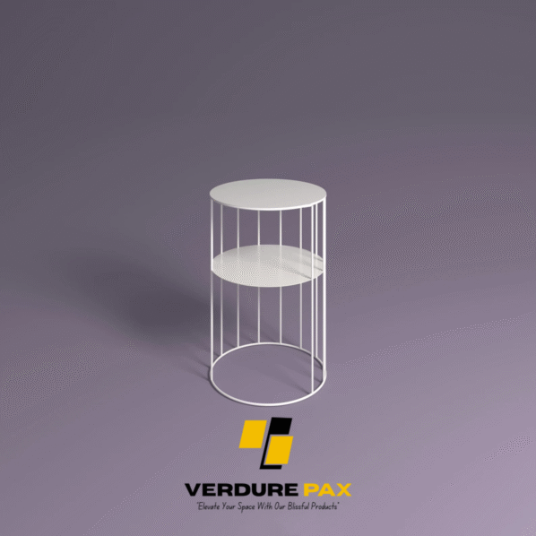 VERDURE PAX Steel plant stands on a Circle base ,Flower stand, Plant Rack, Plant Support, Industrial style, Book shelf White Color - Image 3