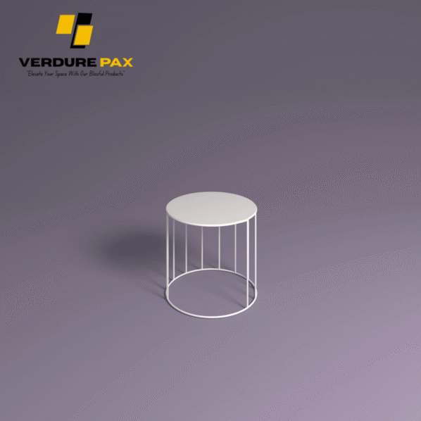 VERDURE PAX Steel plant stands on a Circle base ,Flower stand, Plant Rack, Plant Support, Industrial style, Book shelf White Color - Image 4