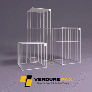 VERDURE PAX Steel plant stands on a square base , Flower stand, Plant Rack, Plant Support, Industrial style, Book shelf White
