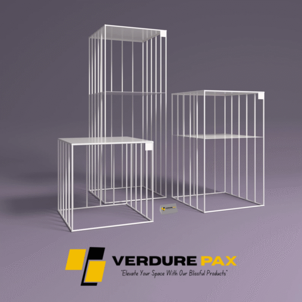 VERDURE PAX Steel plant stands on a square base , Flower stand, Plant Rack, Plant Support, Industrial style, Book shelf White