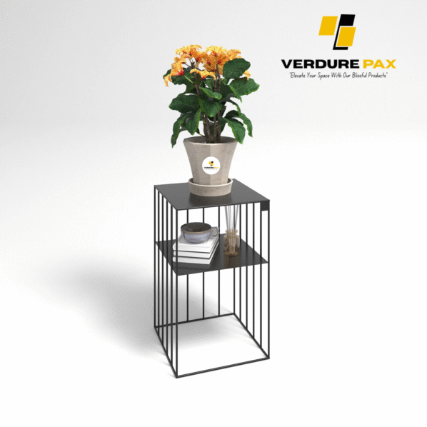 VERDURE PAX Steel plant stands on a square base , Flower stand, Plant Rack, Plant Support, Industrial style, Book shelf Black - Image 5