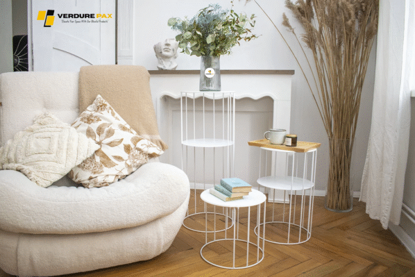 VERDURE PAX Steel plant stands on a Circle base ,Flower stand, Plant Rack, Plant Support, Industrial style, Book shelf White Color - Image 5