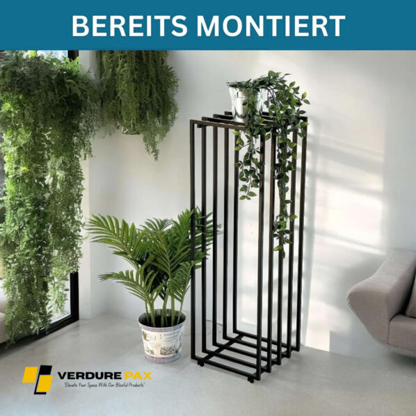 VERDURE PAX Flower Stand Metal Black Square Plant Stand Side Table Modern Design Indoor Outdoor - Image 3