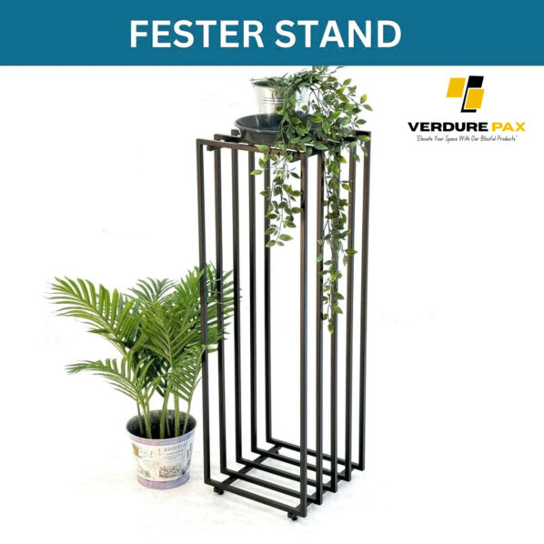 VERDURE PAX Flower Stand Metal Black Square Plant Stand Side Table Modern Design Indoor Outdoor - Image 4