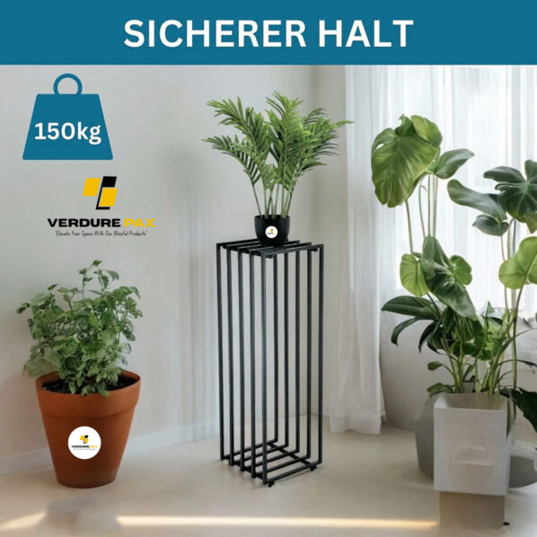 VERDURE PAX Flower Stand Metal Black Square Plant Stand Side Table Modern Design Indoor Outdoor - Image 5