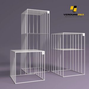 VERDURE PAX Steel plant stands on a square base , Flower stand, Plant Rack, Plant Support, Industrial style, Book shelf White